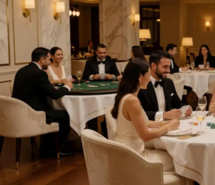 Elegáns offline póker est hangulatos esti fényekkel
