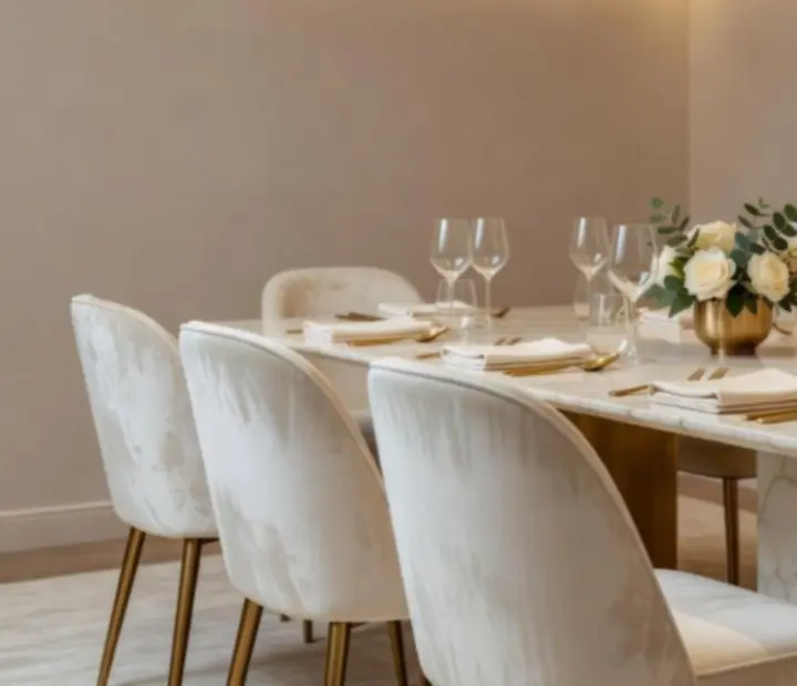 Elegáns privát terem részletei elefántcsont és champagne arany tónusokkal